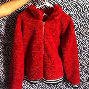 show cute fluffy jacket!